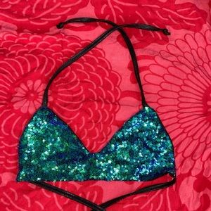 Sequin Rave Top 💙💚